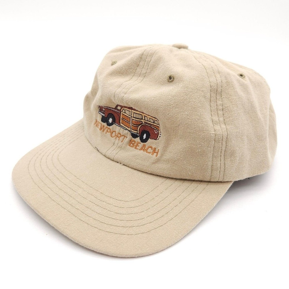 Newport Beach California Snapback Hat Woody Surf Baseball Dad Cap Tan Souvenir
